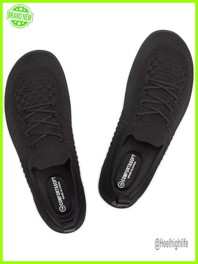 Wide Toe Box Barefoot Walking Shoes Knitted Fashion Sneaker With Arch Support